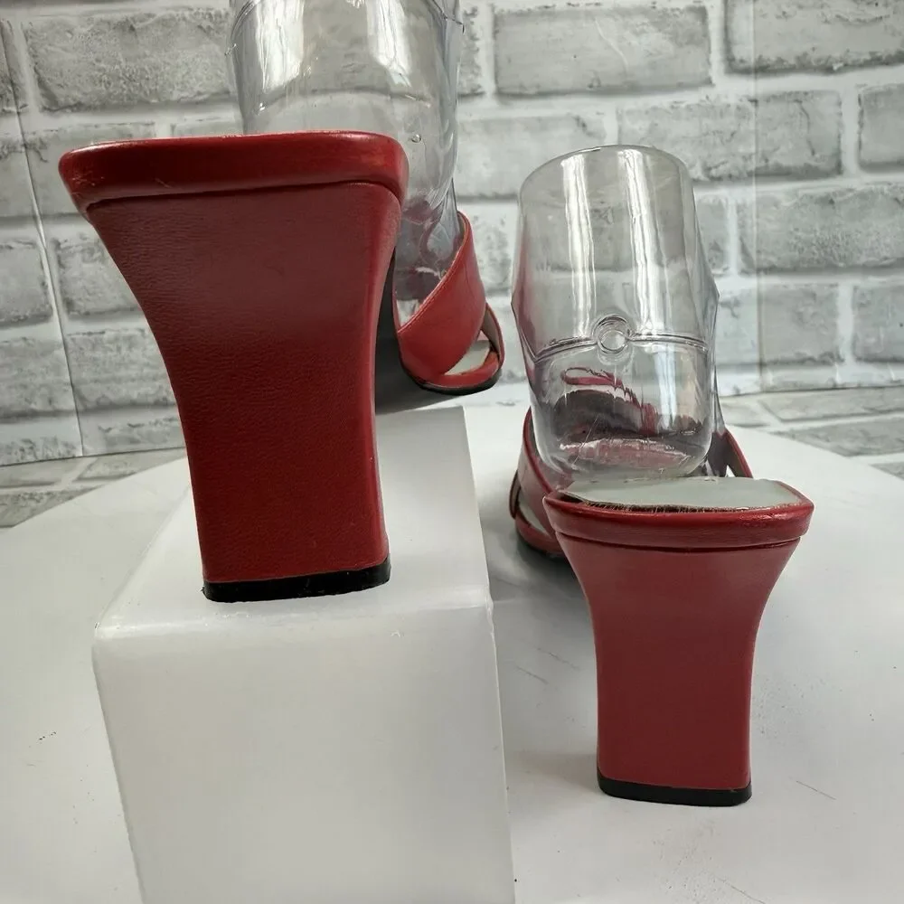Bellini Heat Vintage Women’s Size 10 Red Leather Block Heel Bow Sexy Pump Sandal